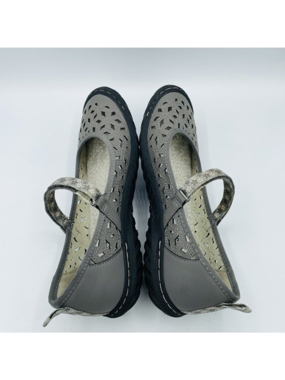 JBU By Jambu Duck Shoes Womens Size 8 M Gray Vegan Floral Memory Foam Mary Jane - Picture 11 of 11